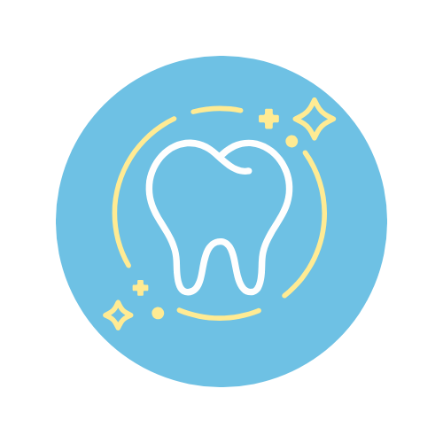 Dentist Palo Alto logo showing a clean white tooth with sparkles on a blue background in Palo Alto, CA