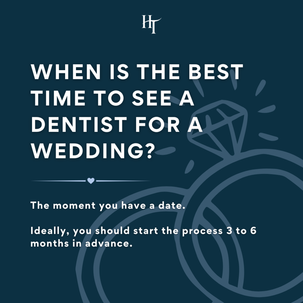 Graphic asking "When is the best time to see a dentist for a wedding?" with the answer: "The moment you have a date."